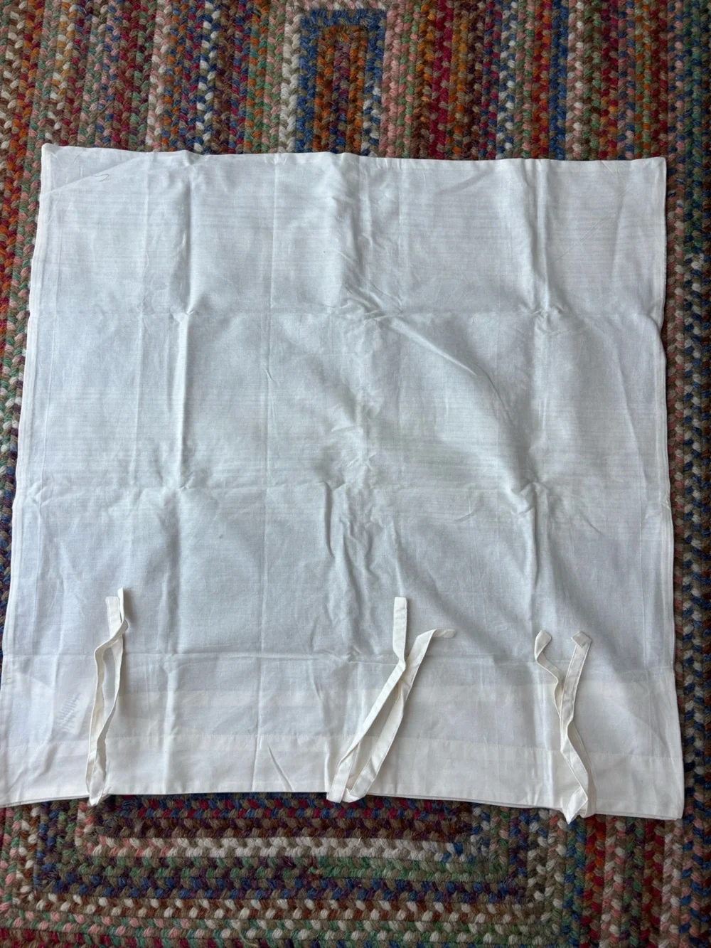 West Elm Cream and Gray Striped Linen Euro Sham